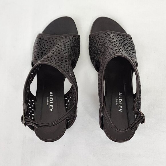 Audley Womens Drk Brown Woven Leather Open-Toe Slingback Wedge Sandals Size 39 - Picture 6 of 9